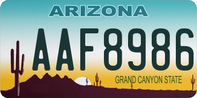AZ license plate AAF8986