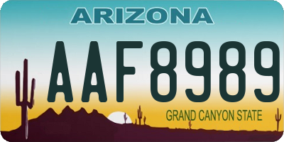 AZ license plate AAF8989