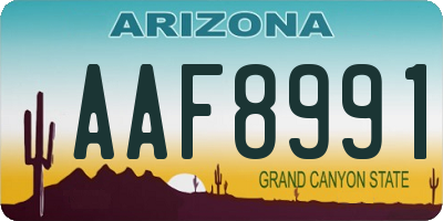 AZ license plate AAF8991