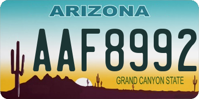 AZ license plate AAF8992