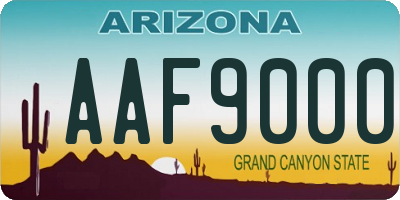AZ license plate AAF9000