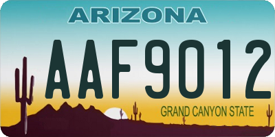 AZ license plate AAF9012