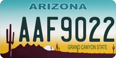 AZ license plate AAF9022