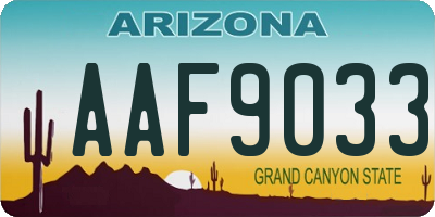 AZ license plate AAF9033