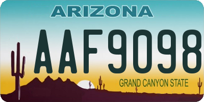 AZ license plate AAF9098