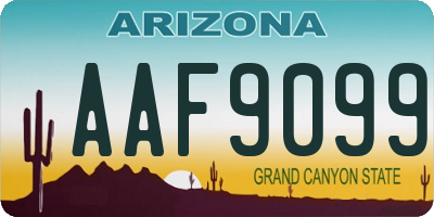 AZ license plate AAF9099