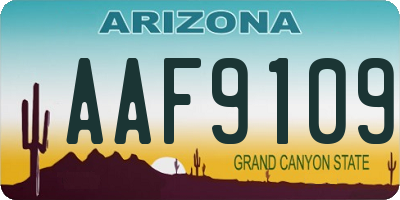 AZ license plate AAF9109