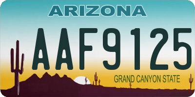AZ license plate AAF9125