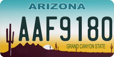 AZ license plate AAF9180