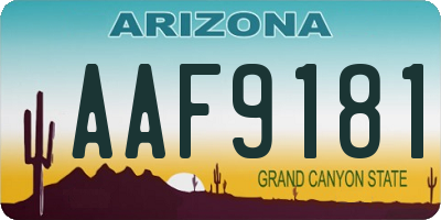 AZ license plate AAF9181