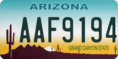 AZ license plate AAF9194