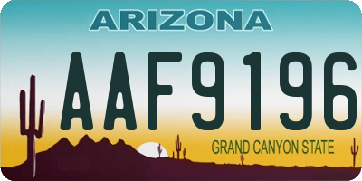 AZ license plate AAF9196