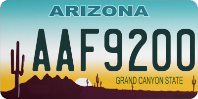 AZ license plate AAF9200