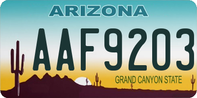 AZ license plate AAF9203
