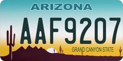 AZ license plate AAF9207