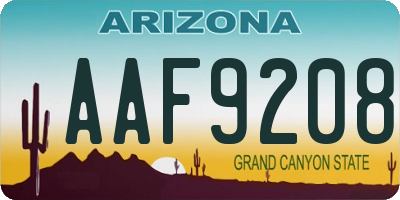 AZ license plate AAF9208
