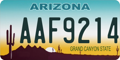 AZ license plate AAF9214