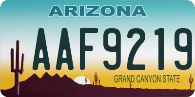 AZ license plate AAF9219