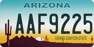 AZ license plate AAF9225