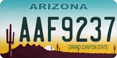 AZ license plate AAF9237
