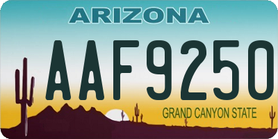 AZ license plate AAF9250