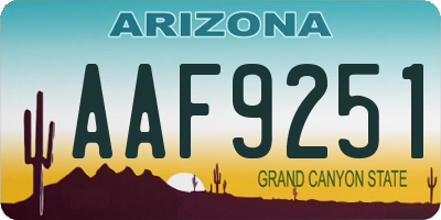 AZ license plate AAF9251