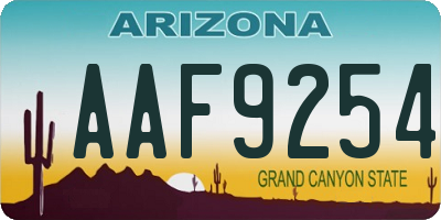 AZ license plate AAF9254