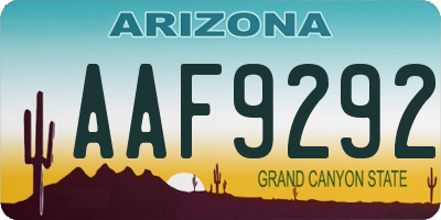 AZ license plate AAF9292