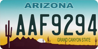 AZ license plate AAF9294