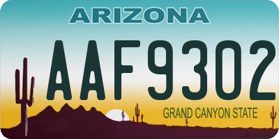 AZ license plate AAF9302