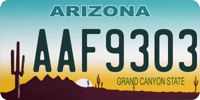 AZ license plate AAF9303