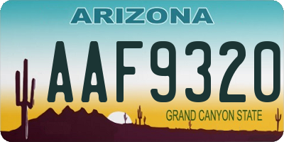 AZ license plate AAF9320