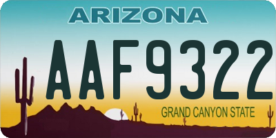 AZ license plate AAF9322