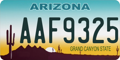 AZ license plate AAF9325