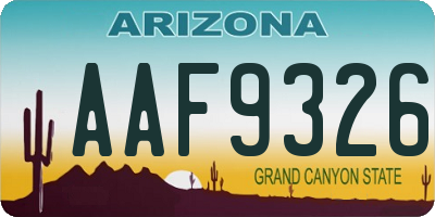 AZ license plate AAF9326