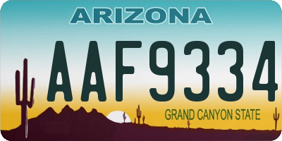 AZ license plate AAF9334