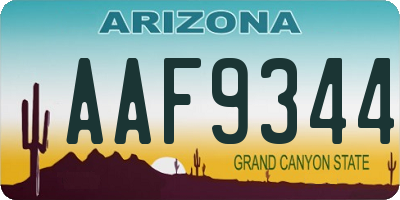 AZ license plate AAF9344