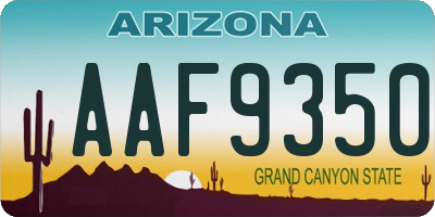 AZ license plate AAF9350