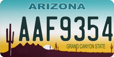 AZ license plate AAF9354
