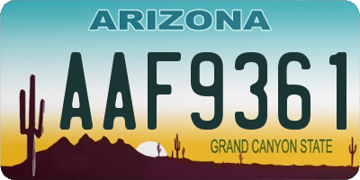 AZ license plate AAF9361