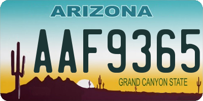 AZ license plate AAF9365