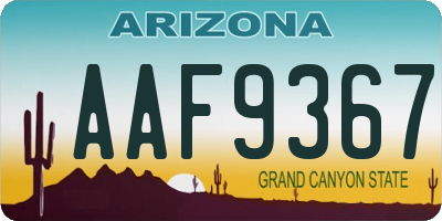 AZ license plate AAF9367