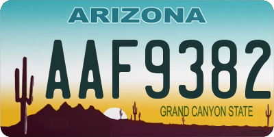 AZ license plate AAF9382