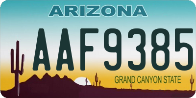 AZ license plate AAF9385