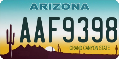 AZ license plate AAF9398