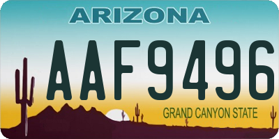 AZ license plate AAF9496