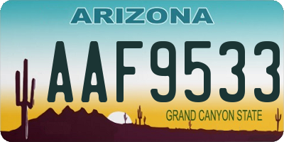 AZ license plate AAF9533