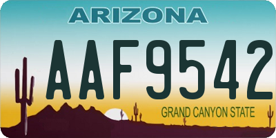AZ license plate AAF9542