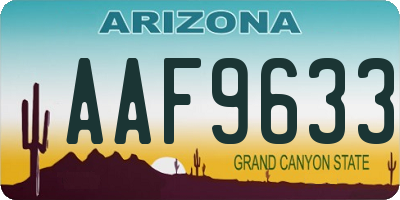 AZ license plate AAF9633