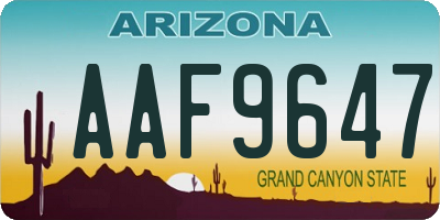 AZ license plate AAF9647